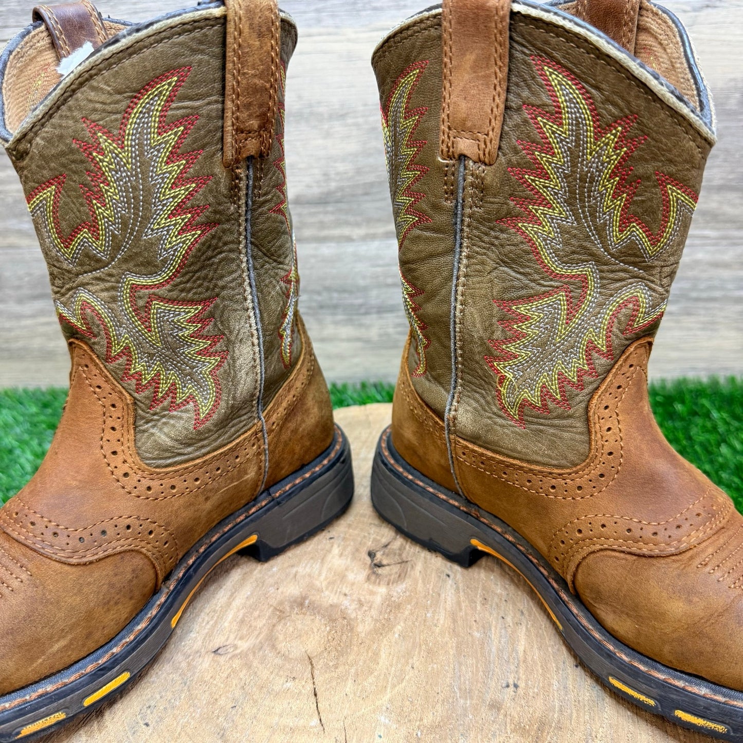 Ariat Youth - Size 1.5 - Brown / Green Cowboy Boots 10007836