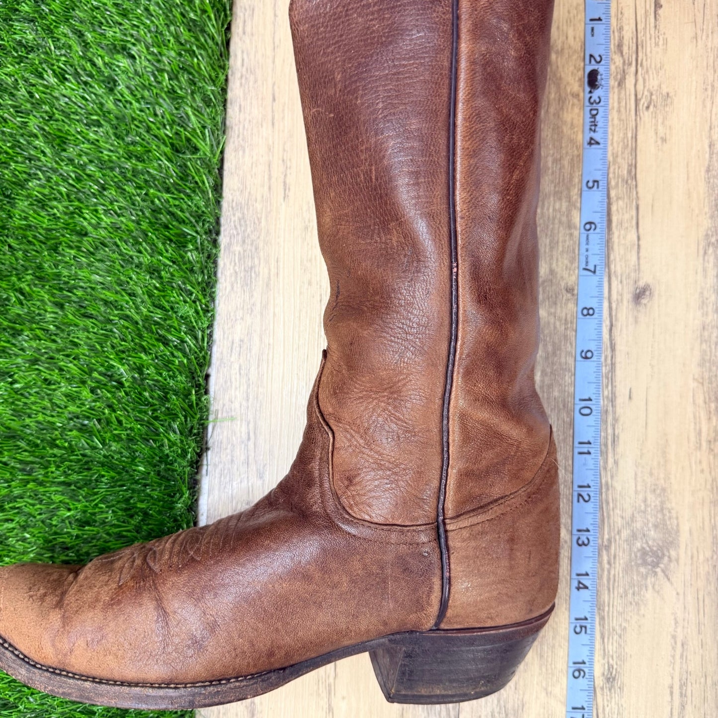 Larry Mahan Men - Size 10.5D - Vintage Brown Soft Leather Cowboy Boots LMM111