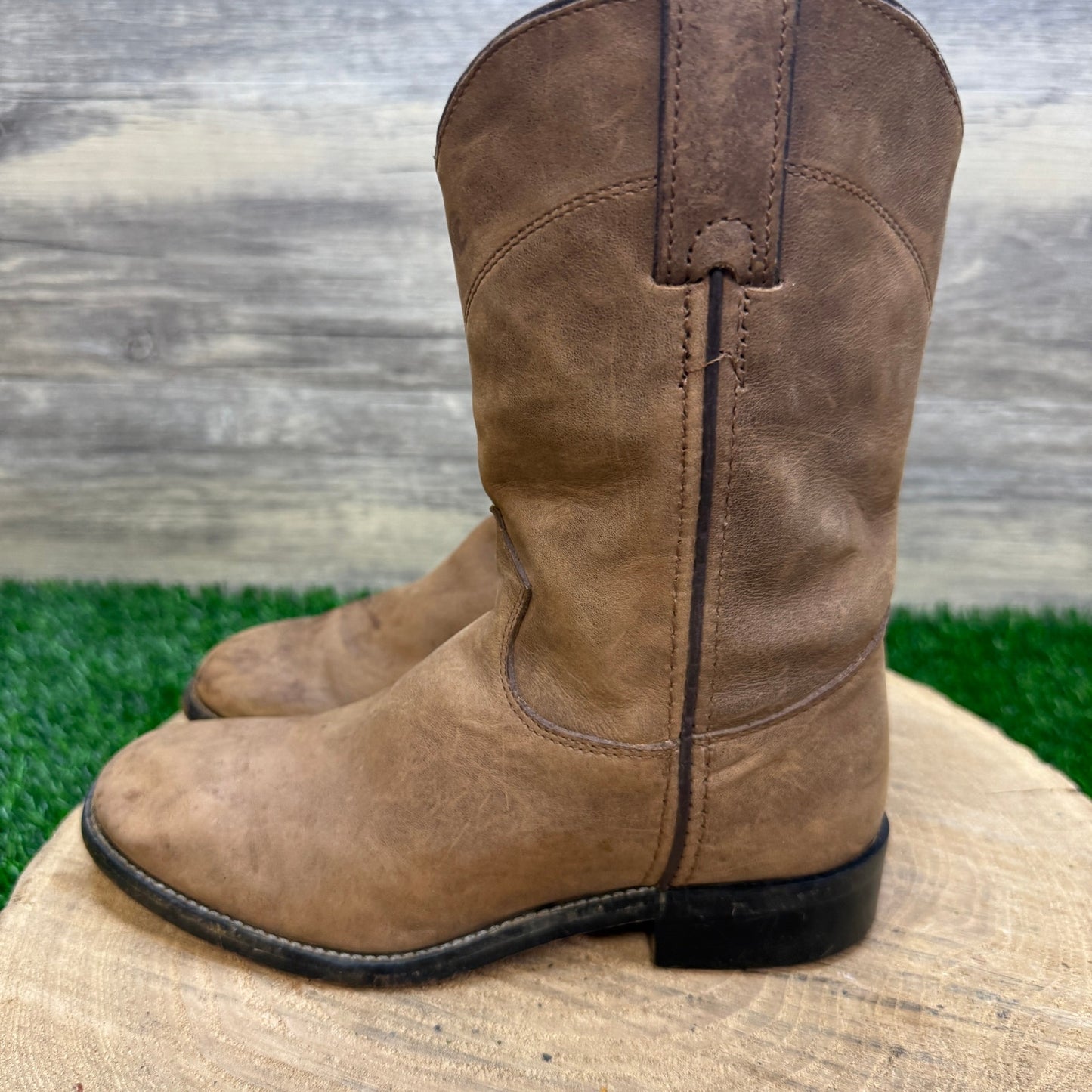 Justin Youth - Size 1D - Brown Western Cowboy Boots Style 3410Y