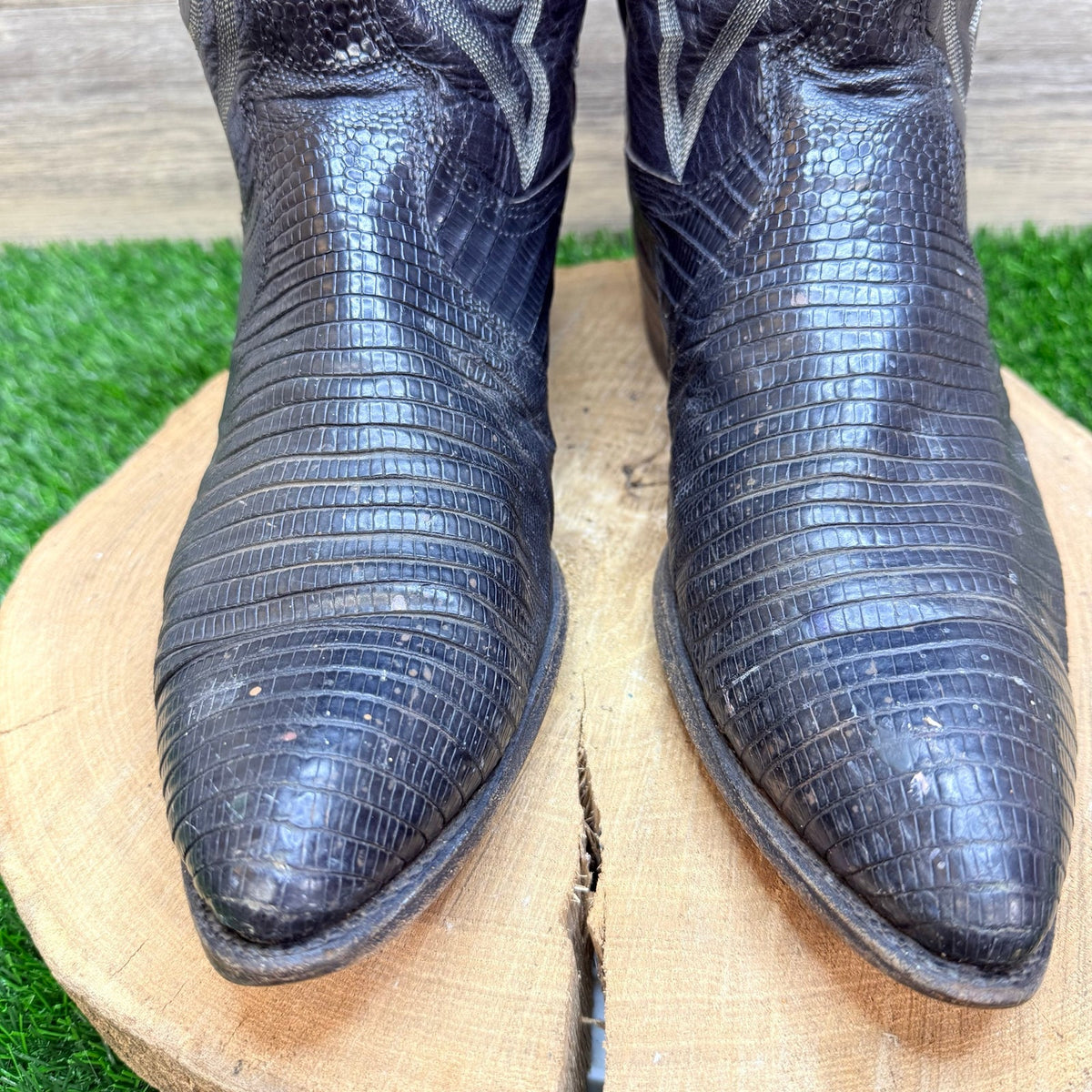 Dan Post Men - Size 12D - Vintage Black Lizard Western Cowboy Boots