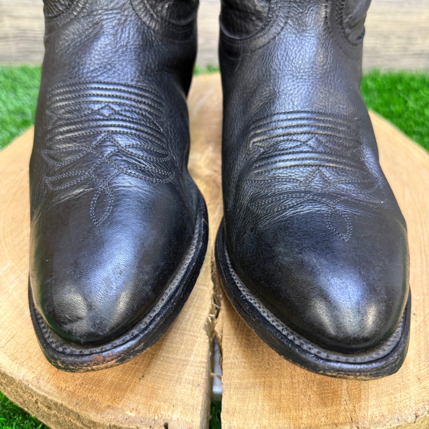 Boulet Men - Size 9.5E - Black Deer Leather Cowboy Boots Style 9502