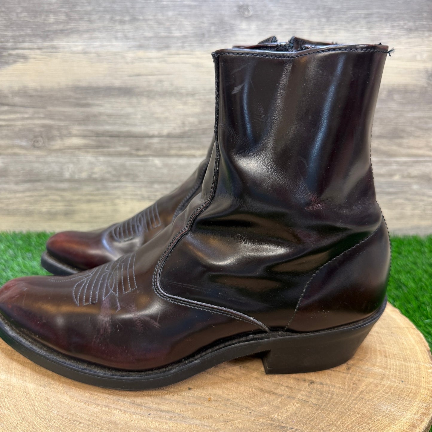Laredo Men - Size 9.5D - Black Cherry Ankle Zipper Western Cowboy Boots 62008