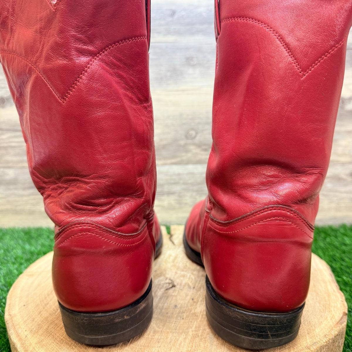 Justin Men - Size 9D - Vintage Red Roper Western Cowboy Boots 3035