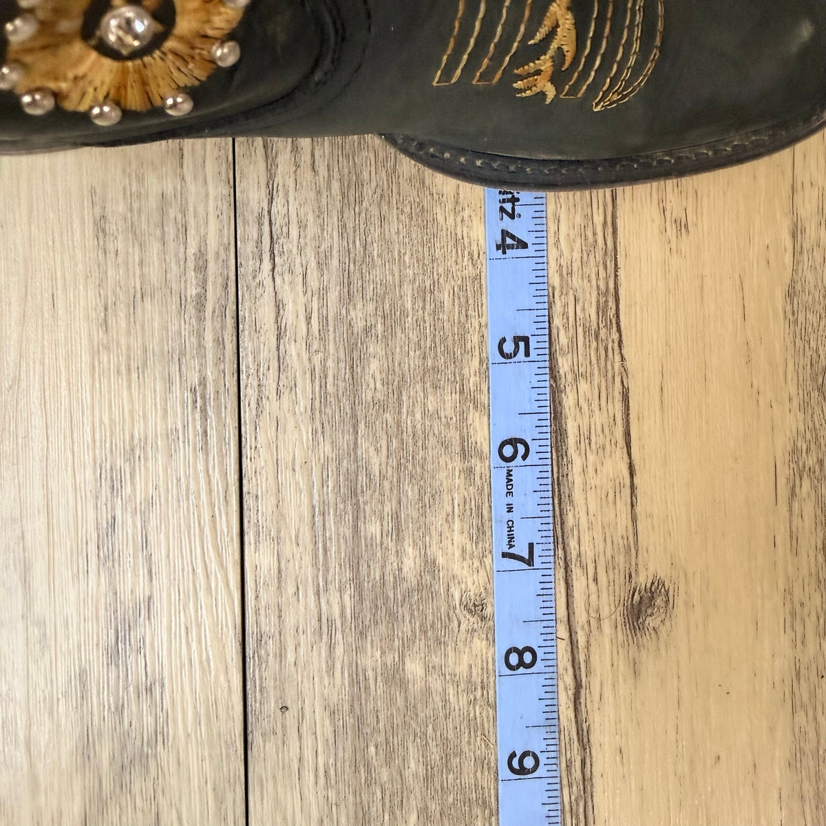 Cerrito Youth - Size 1 - Black / Tan Jeweled Flowers Cowboy Boots 2309