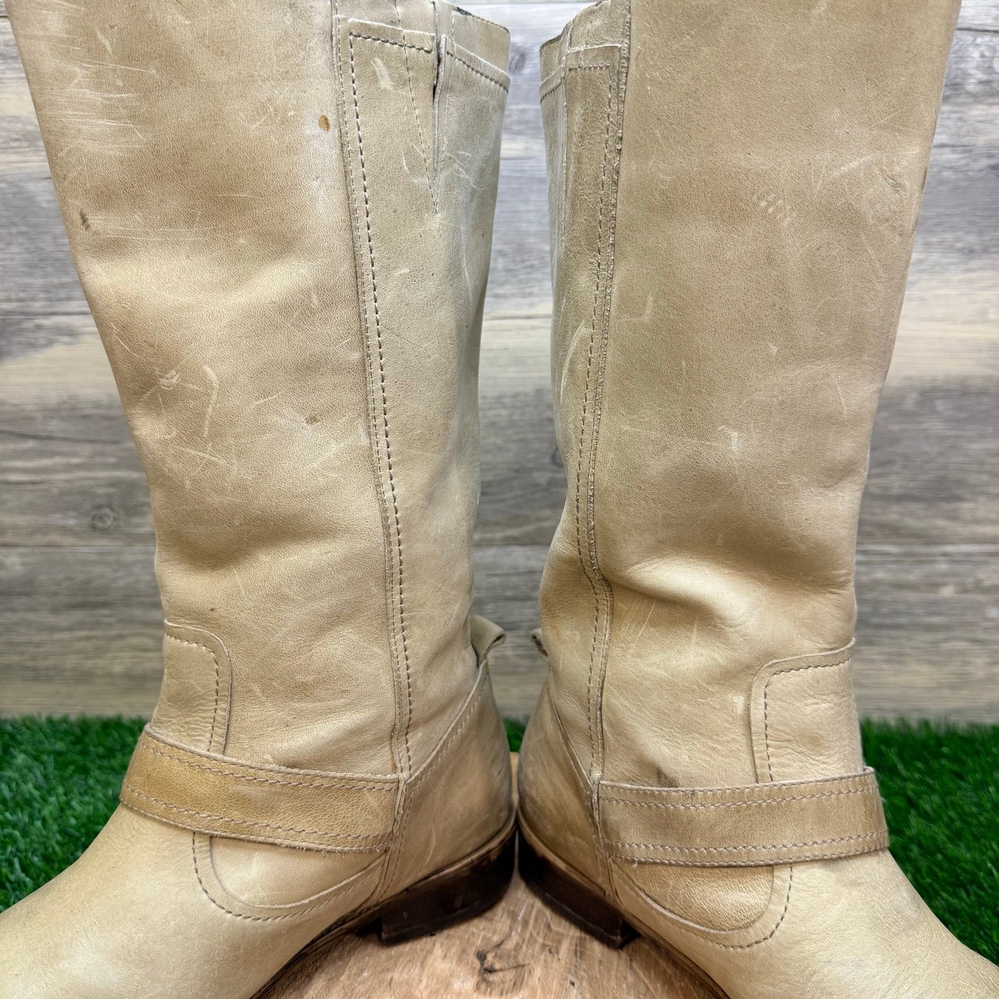 Gianni Bini Women - Size 9M - Sand Harness Buckle Zipper Moto Boots