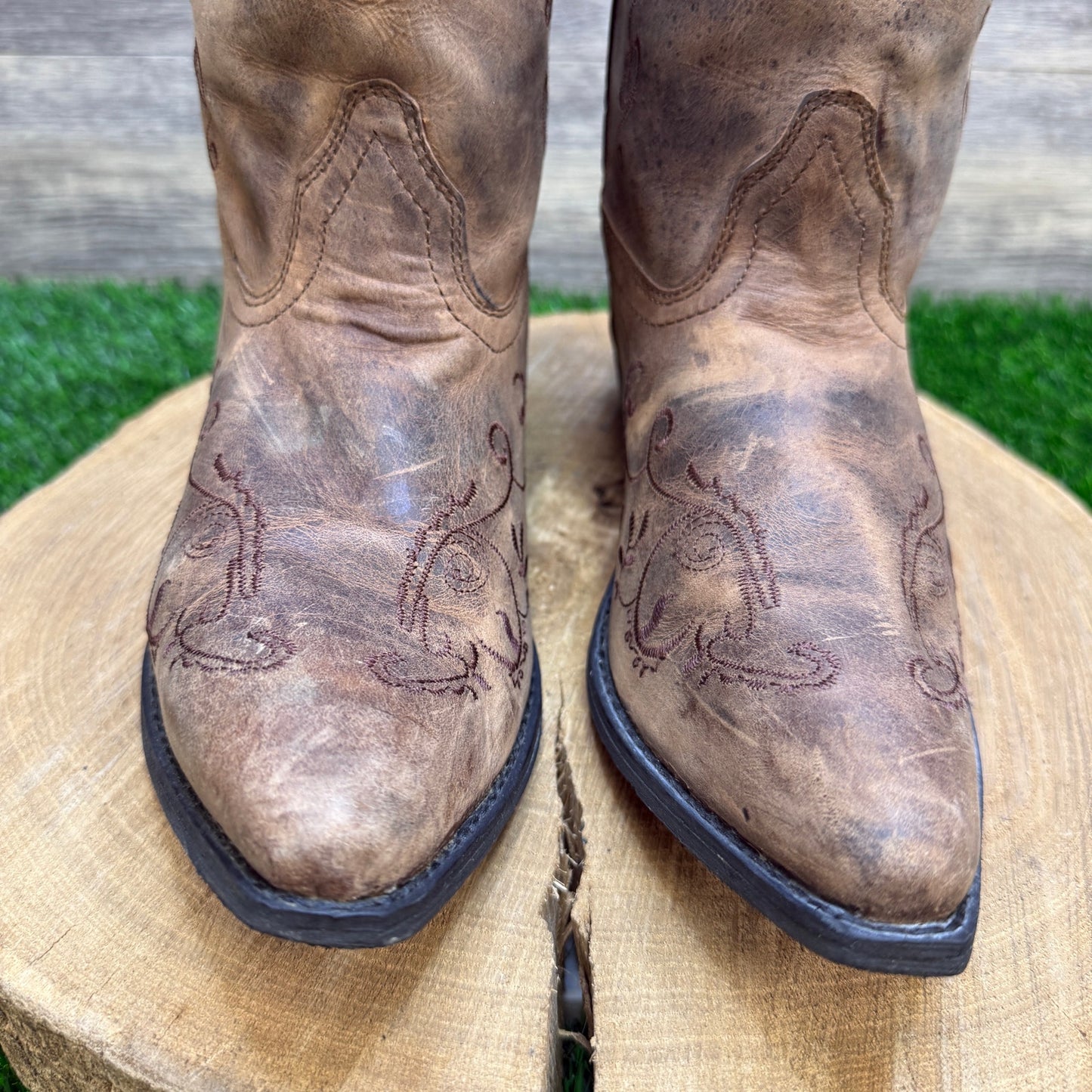 Smoky Mountain Youth - Size 7R - Brown/Pink Floral Cowboy Boots Style 3771Y