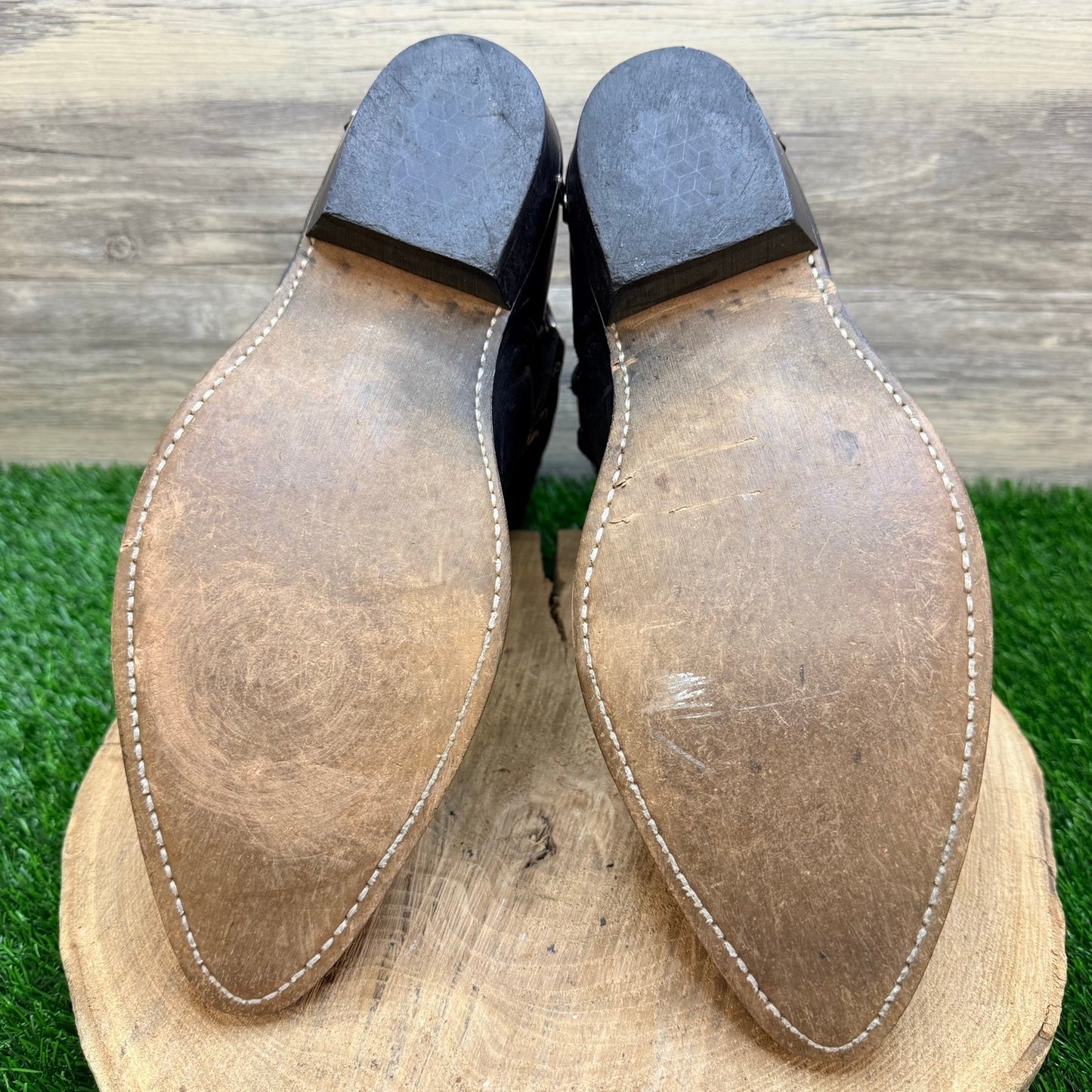 Masterson Men - Size 10.5EW - Black Harness Toe Plate Cowboy Boots RB919