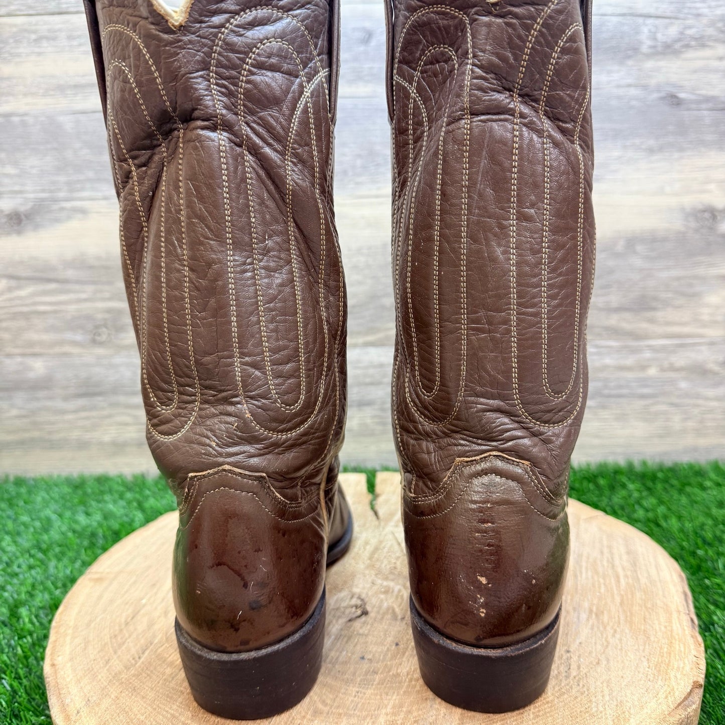 Justin Women / Youth - Size 5C / 1.5 - Vintage Brown Western Cowboy Boots L-4003