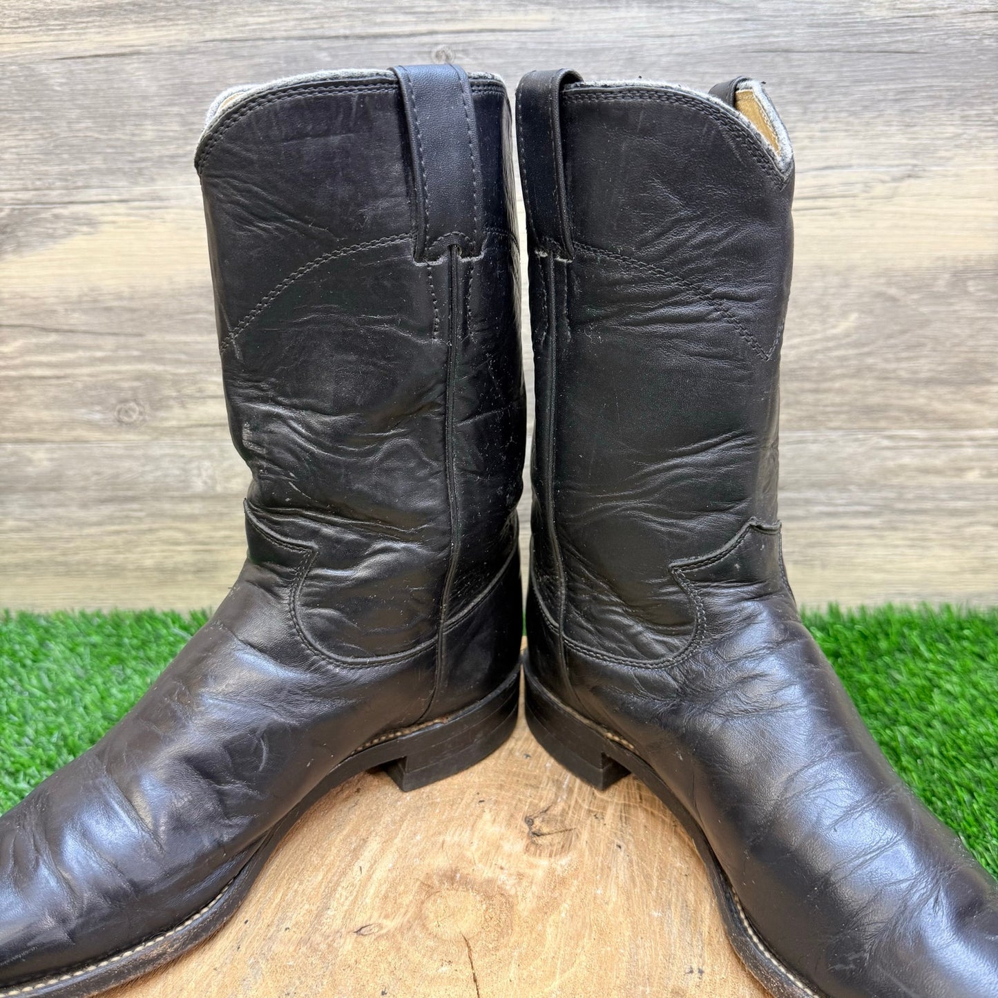 Justin Men - Size 7.5D - Black Roper Cowboy Boots 3133
