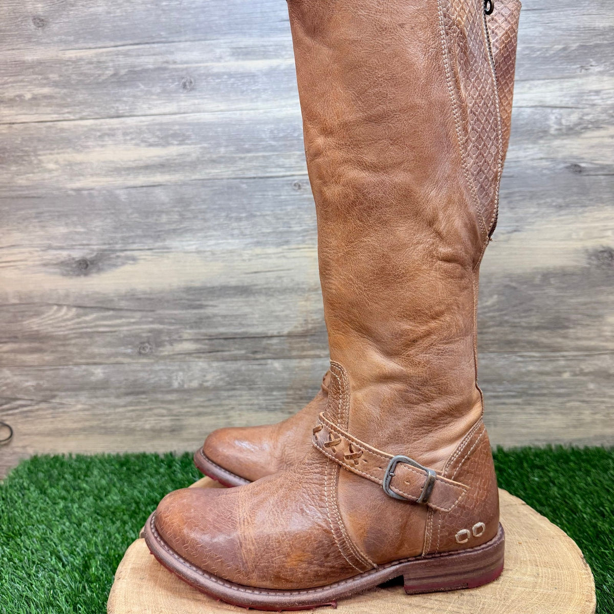 Bed Stu Women - Size 7.5 - Tan Cobbler Series Riding Dual Zipper Boots