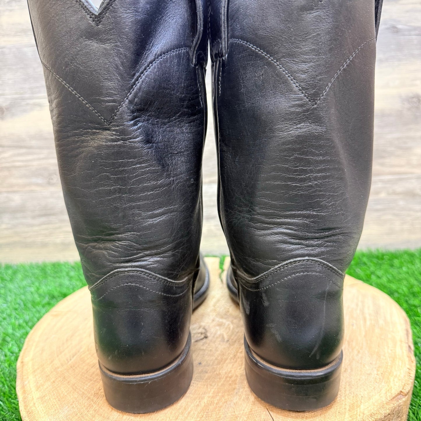 Justin Women - Size 7C - Vintage Black Roper Western Cowboy Boots Style L3703
