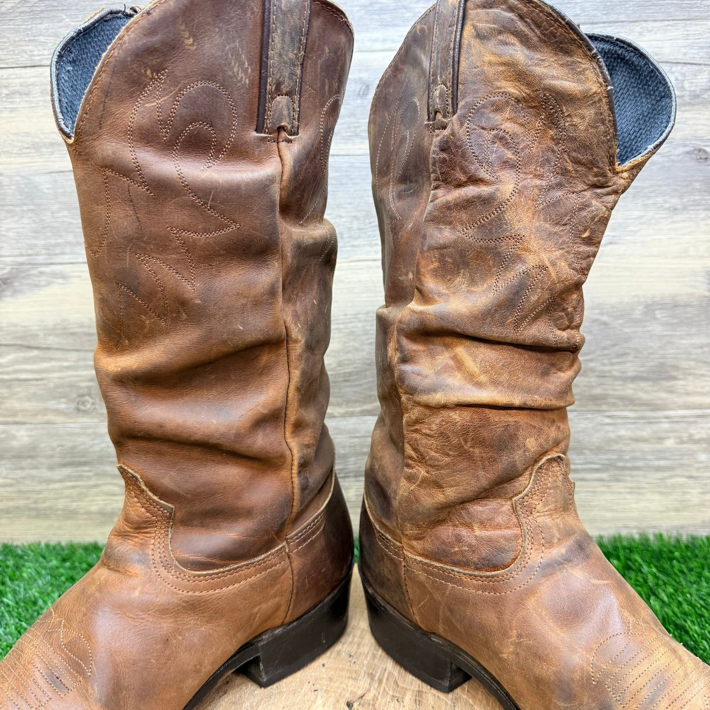 Durango Men - Size 11D - Vintage Brown Slouch Cowboy Boots SW542