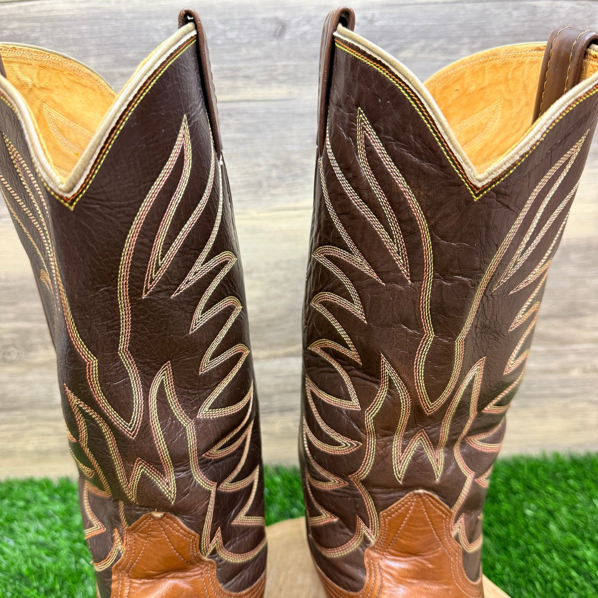 Nocona Men - Size 10.5D - Vintage Brown Two Tone Western Cowboy Boots 4782