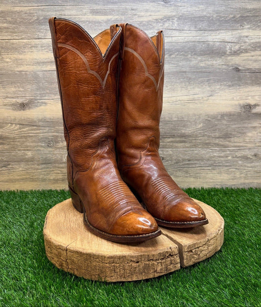 El Dorado Men - Size 9.5D - Vintage Tan Handmade Western Cowboy Boots Style 9201