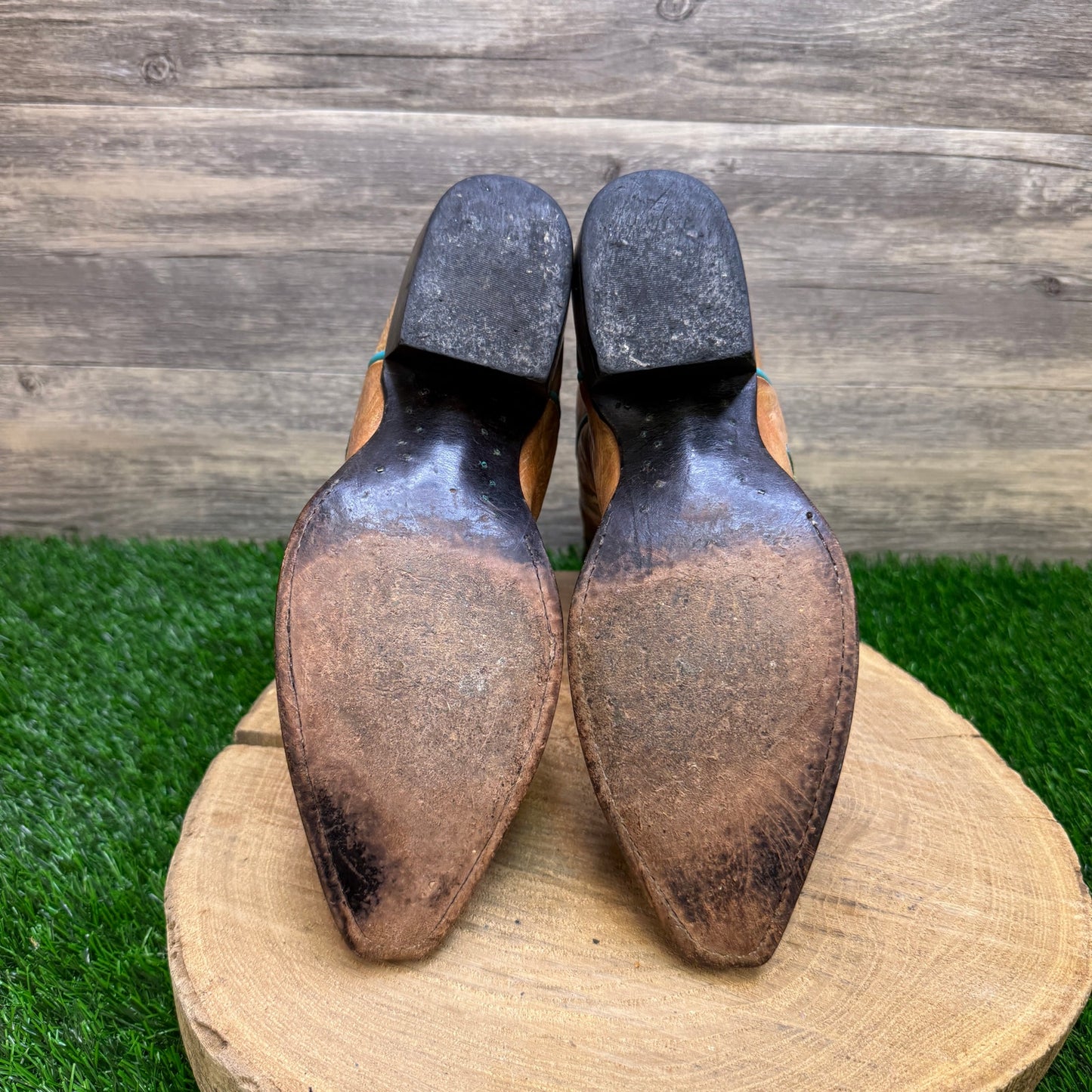 Macie Bean Women - Size 9M - Tan Rose Garden Snip Toe Cowboy Boots Style M8012