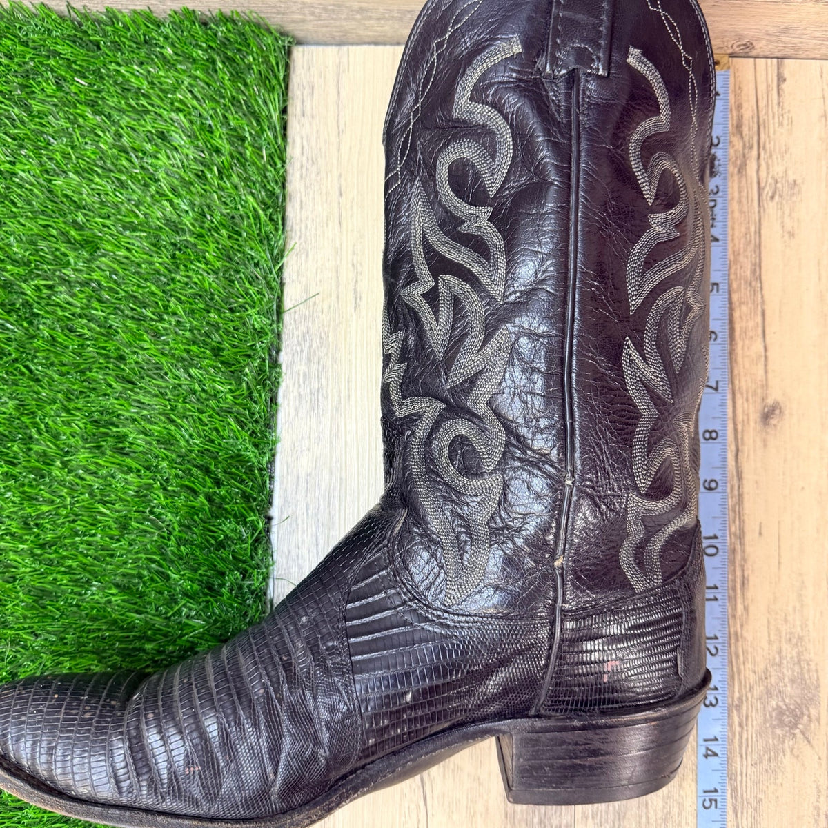 Dan Post Men - Size 12D - Vintage Black Lizard Western Cowboy Boots
