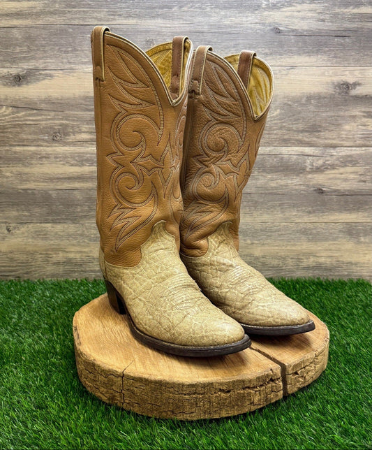 Acme Royal Men - Size 10D - Vintage Beige/Tan Exotic Cowboy Boots Style 6302