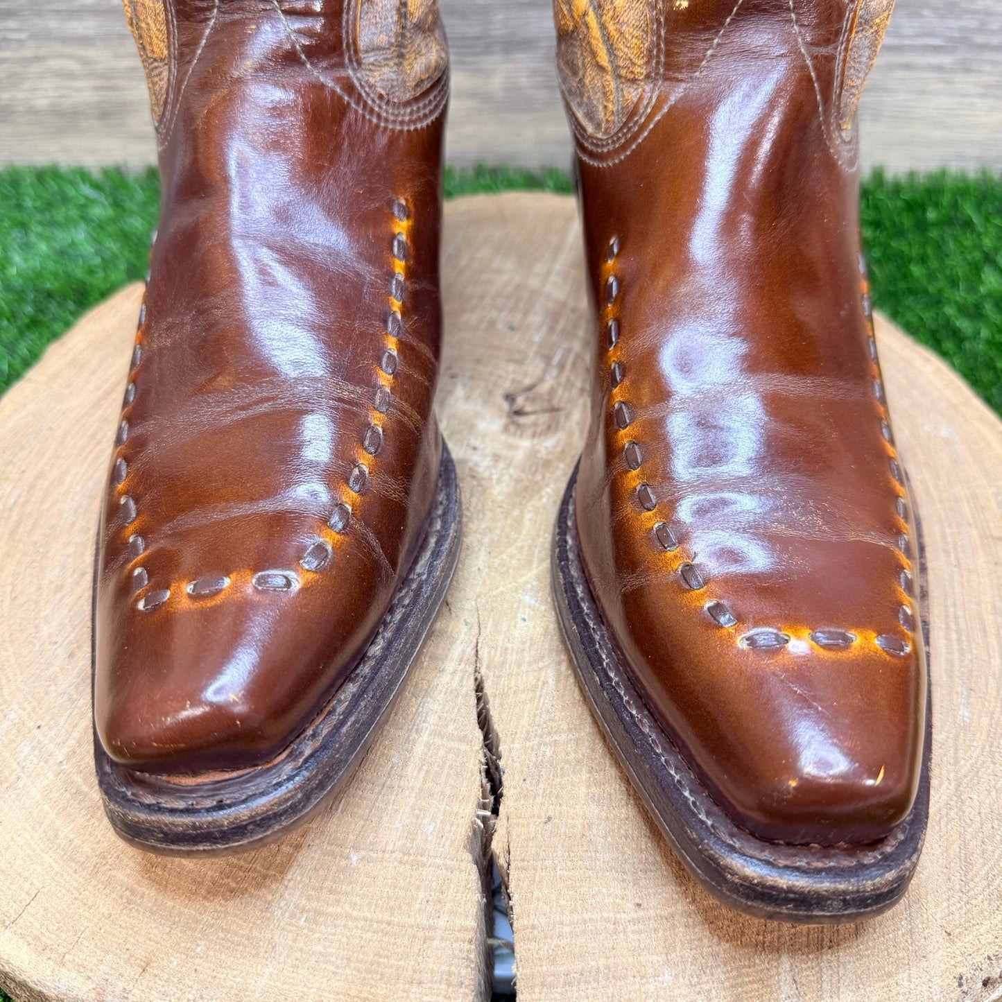 Unknown Men - Size 10D - Vintage Brown Whipstitch Cowboy Boots
