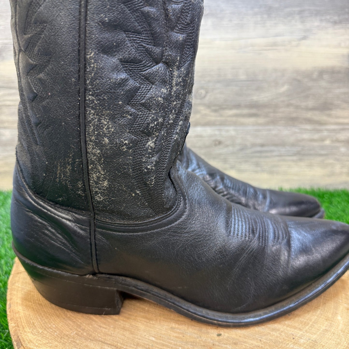 Unknown Men - Size 9.5D - Vintage Black Western Cowboy Boots Style 3008