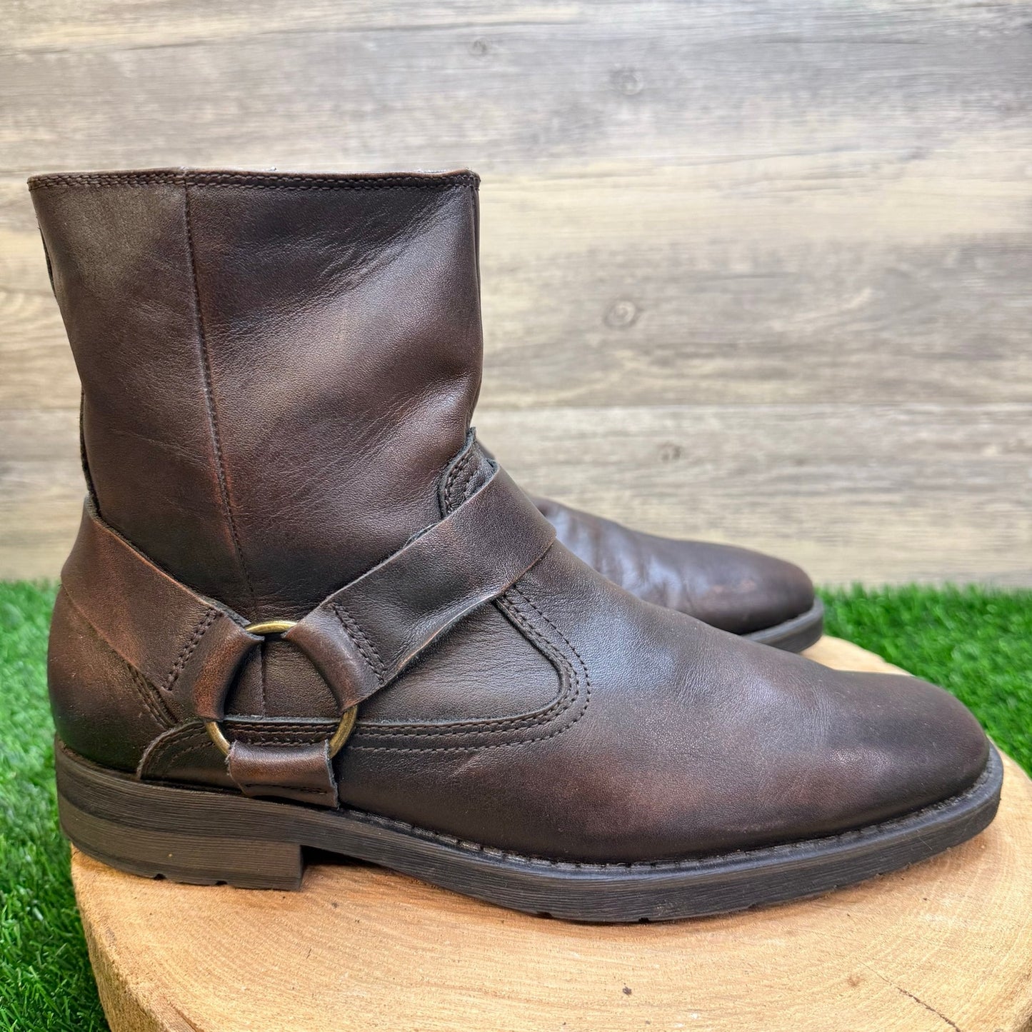 Chaps Men - Size 9M - Brown Ankle Zipper Harness Boots 96-22709