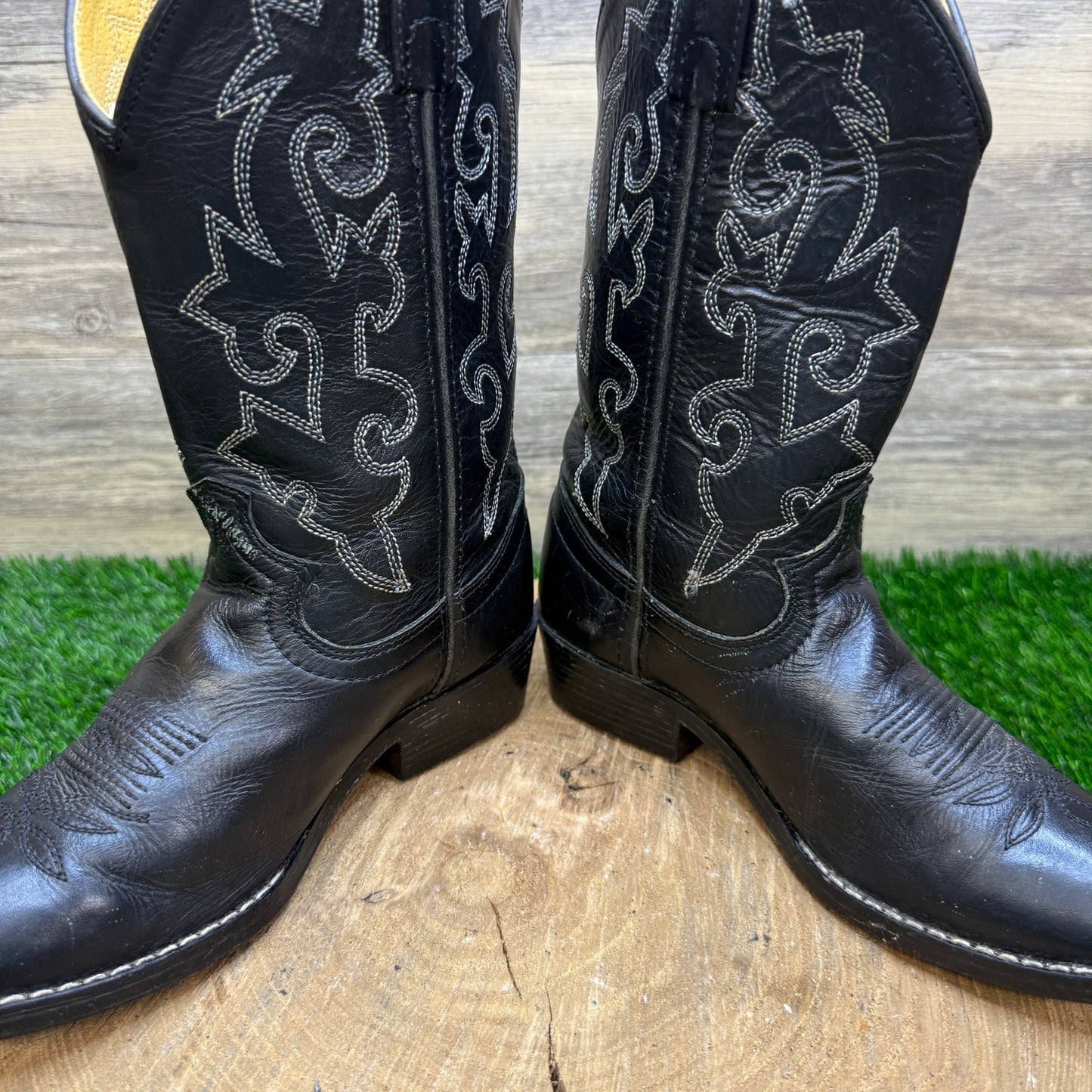 Justin Youth - Size 1.5D - Black Western Cowboy Boots Style 6001Y