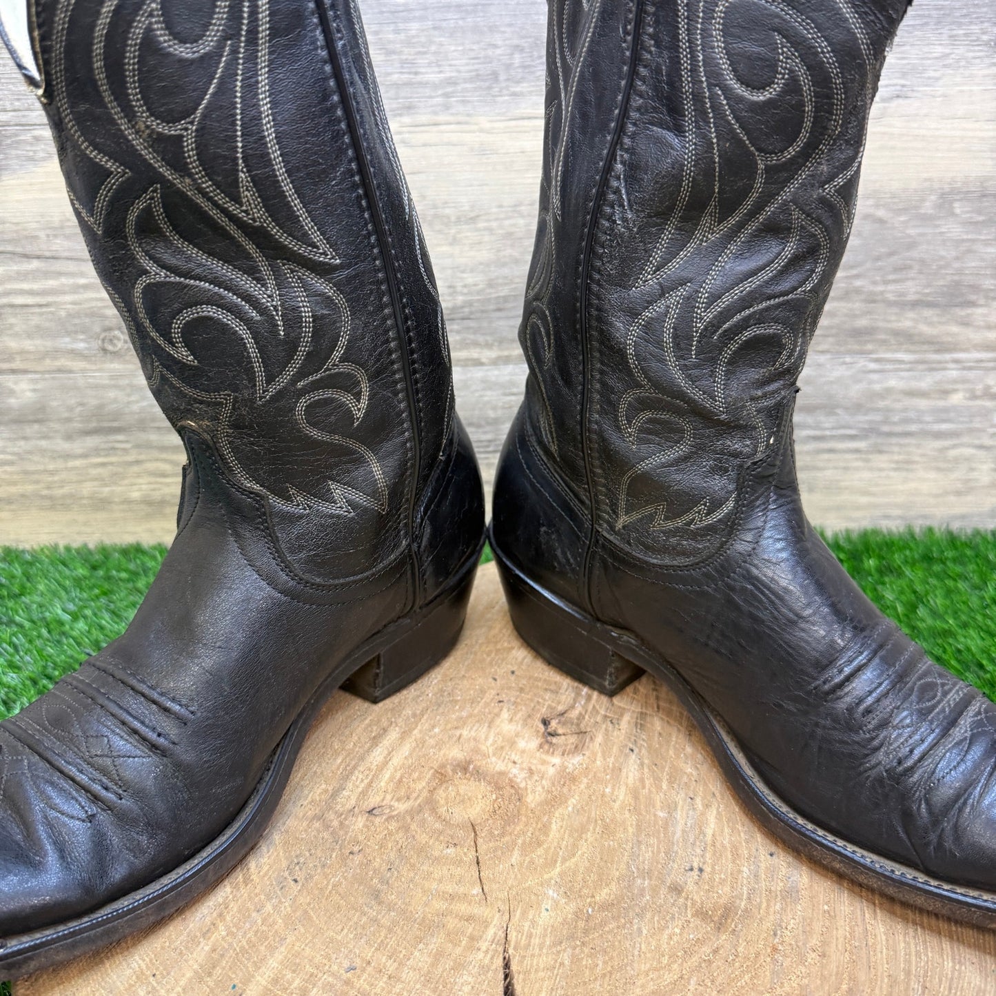 Laredo Men - Size 8.5D - Vintage Black Toe Plate Western Cowboy Boots 68137