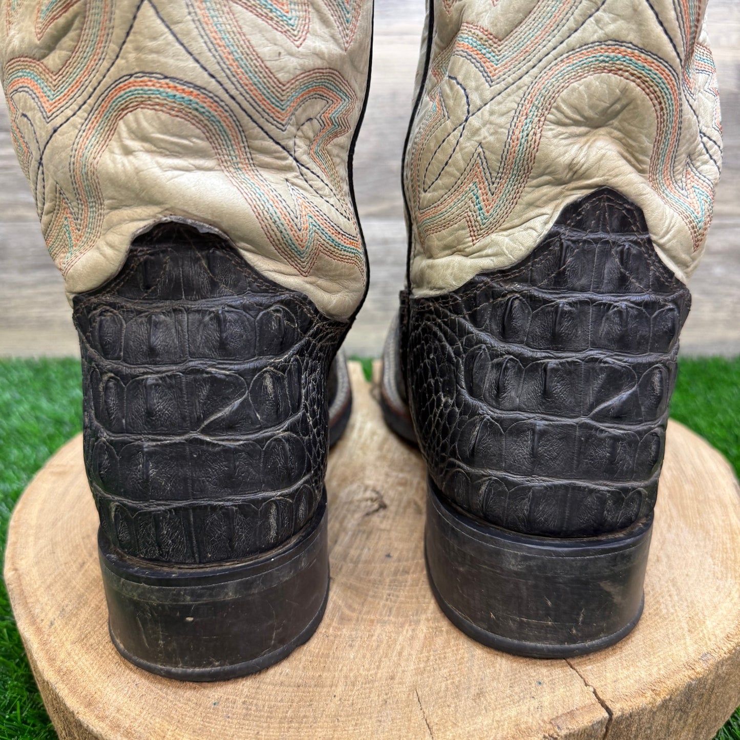 Double H Men - Size 8.5D - Black/Cream Caiman Steel Toe Work Boots DH5230