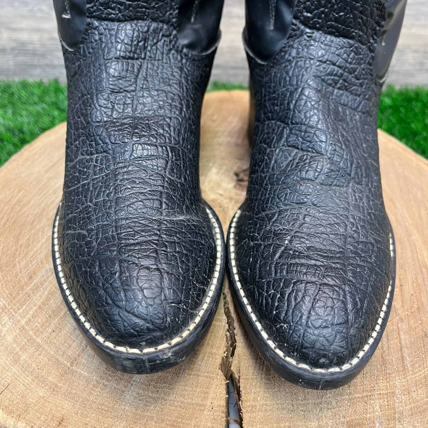 Bronco Men - Size 8.5EE - Vintage Black Faux Skin/Leather Cowboy Boots 6986