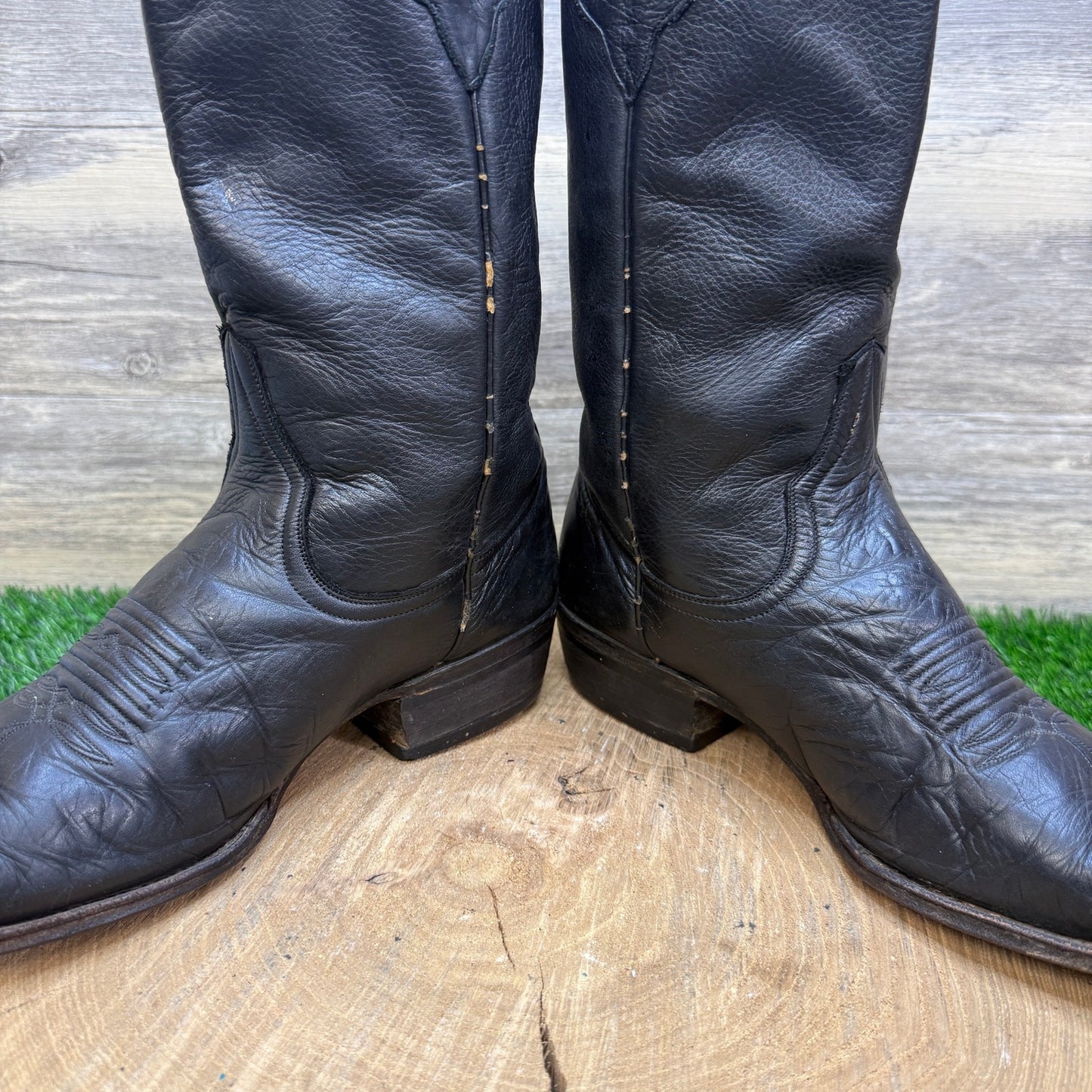 Zodiac Men - Size 9 - Vintage Black Snip Toe Western Cowboy Boots Style E221
