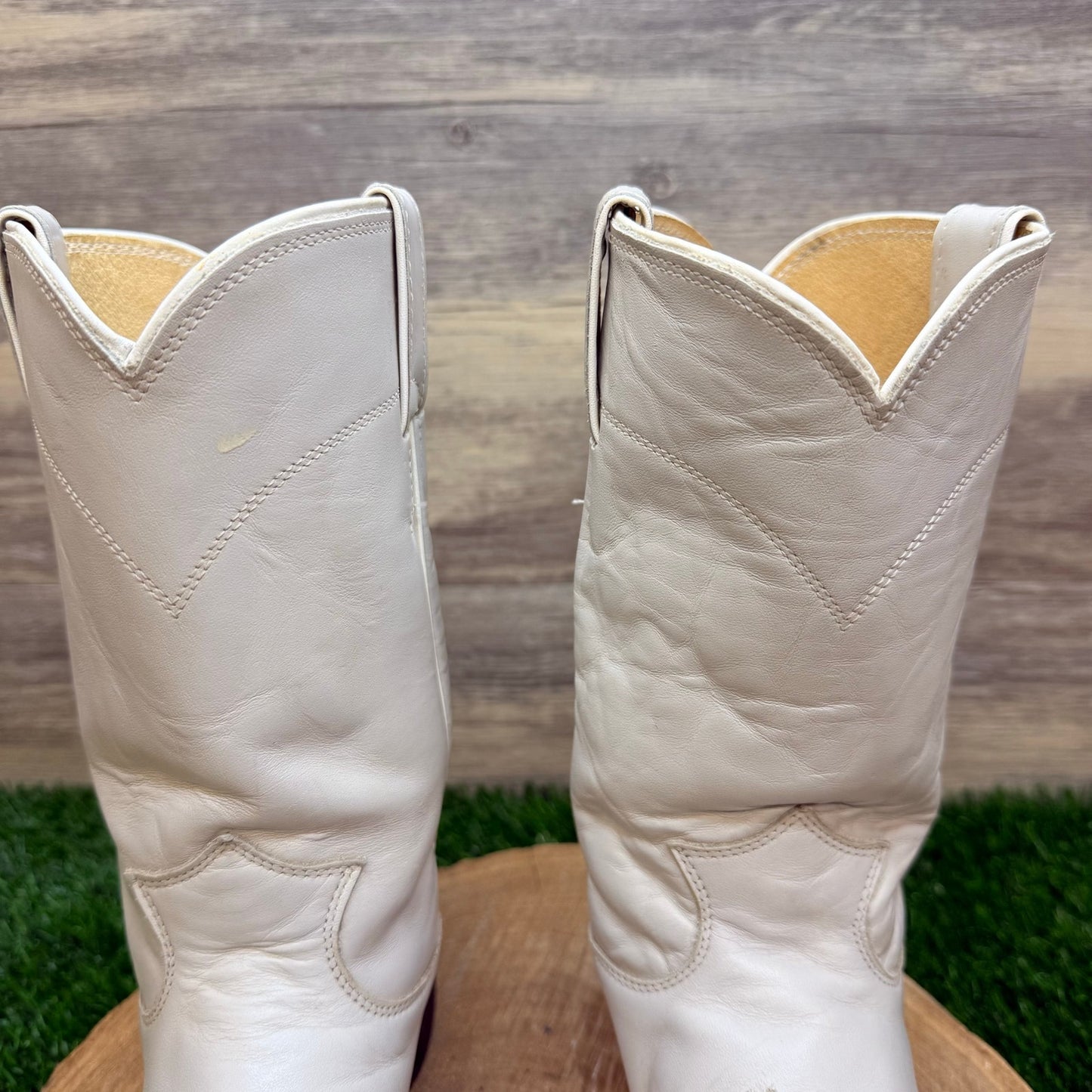 Justin Women - Size 6.5C - Vintage Beige Roper Western Cowboy Boots Style L3713