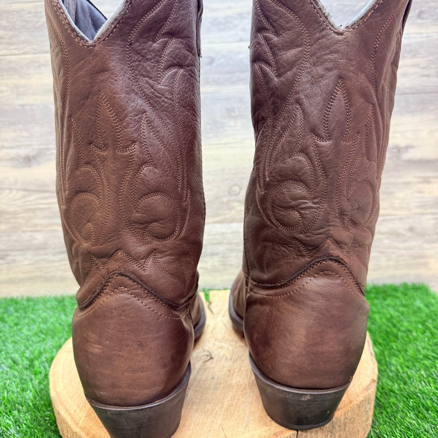 Masterson Men - Size 14D - Brown Tooled Toeplate Western Cowboy Boots RB886