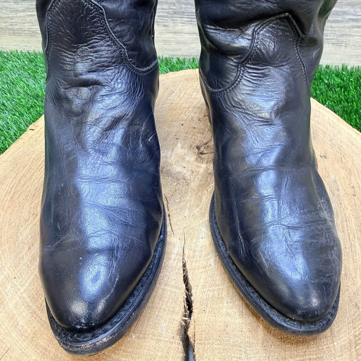 Unknown Youth - Size 3 - Vintage Black Leather Cowboy Boots