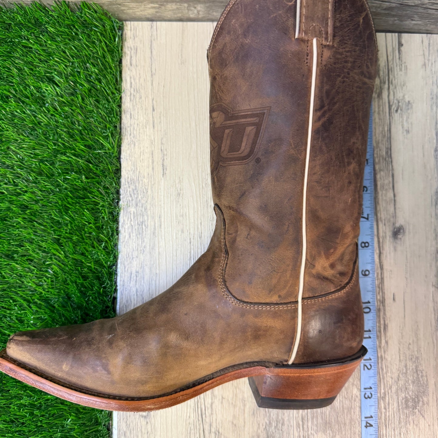 Nocona Women - Size 7B - Brown Oklahoma State University Snip Toe Cowboy Boots