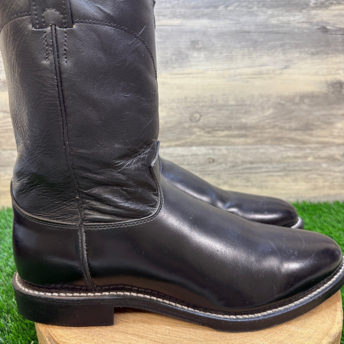 Justin Men - Size 12B - Black Roper Western Cowboy Boots Style 3170
