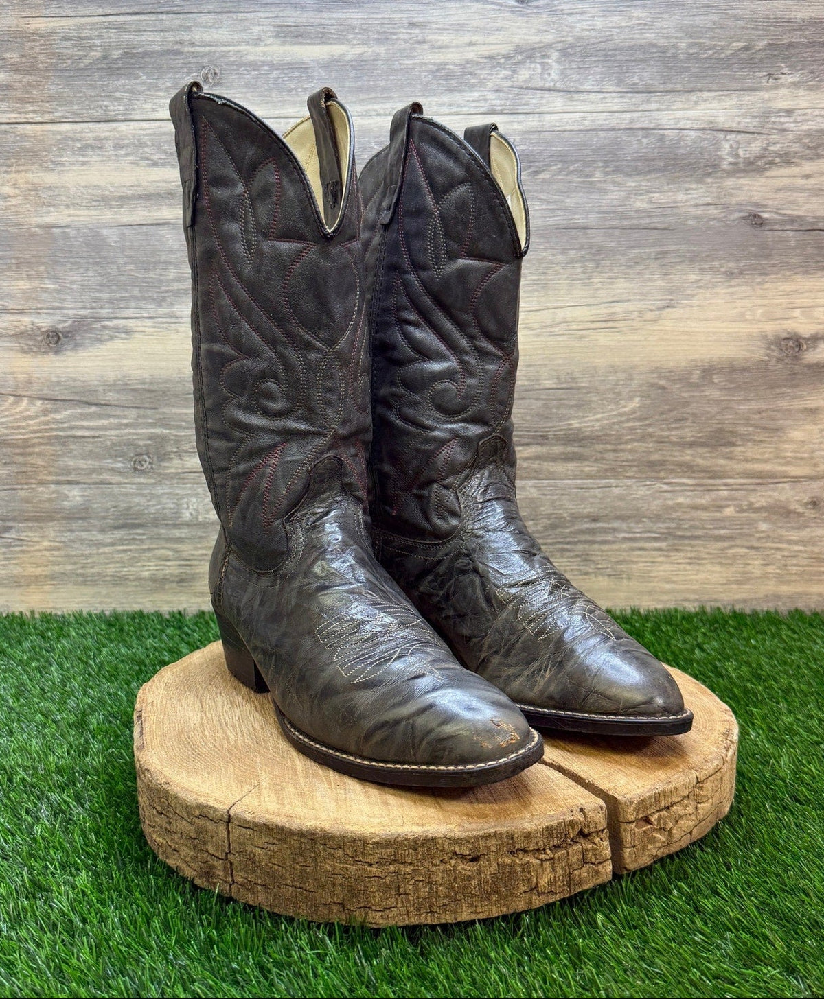 Unknown Men - Size 9EE - Vintage Gray Marbled Print Western Cowboy Boots 7893
