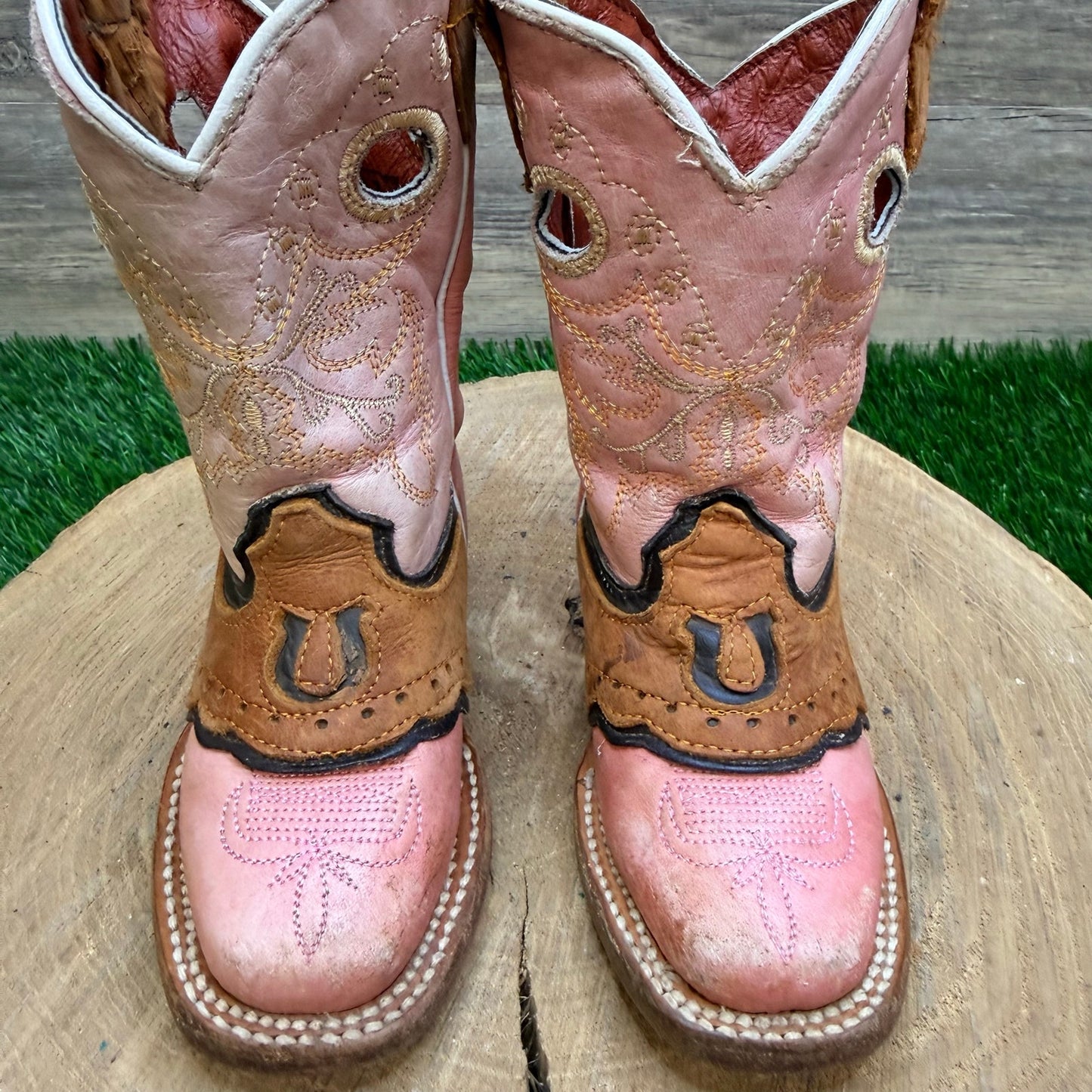 Blackstone Youth - Size 5 - Pink Horseshoe Western Cowboy Boots 463