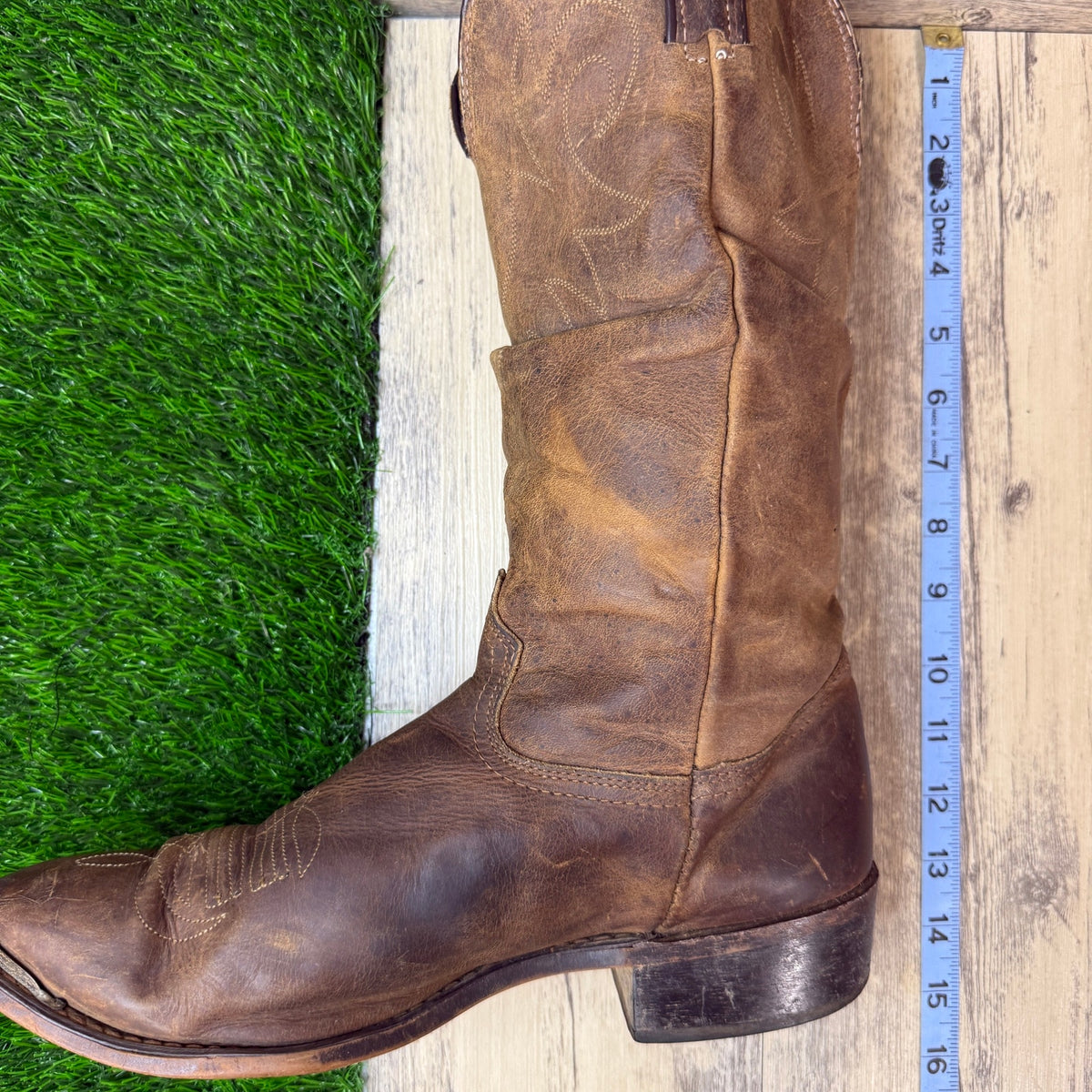 Durango Men - Size 10.5EE - Brown Slouch Toe Plate Western Cowboy Boots 1297