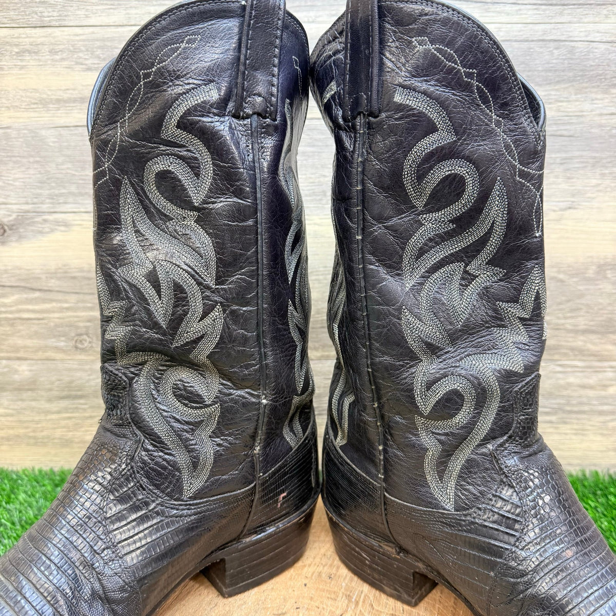 Dan Post Men - Size 12D - Vintage Black Lizard Western Cowboy Boots
