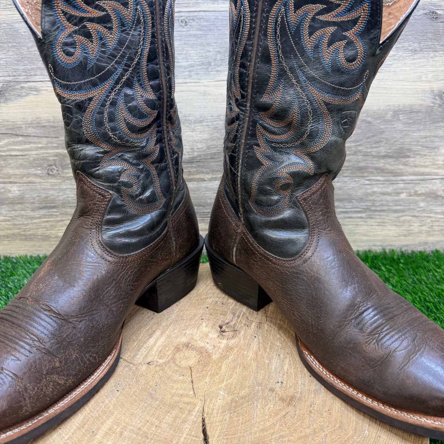Ariat Men - Size 11.5D - Black/Brown Square Toe Western Cowboy Boots 10015314
