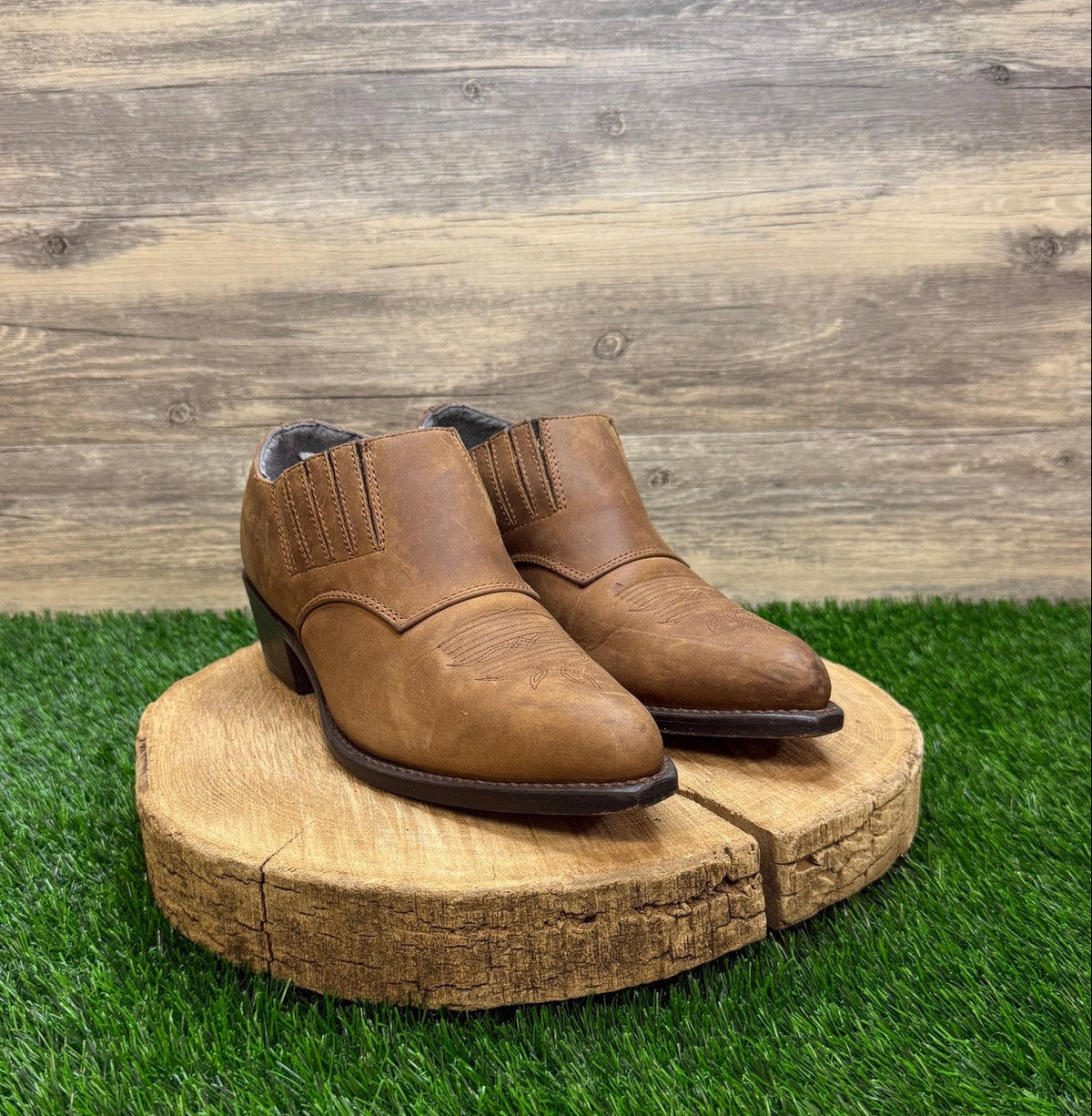 Laredo Men - Size 8.5D - Tan Nubuck Dress Ankle Western Cowboy Boots SP1129