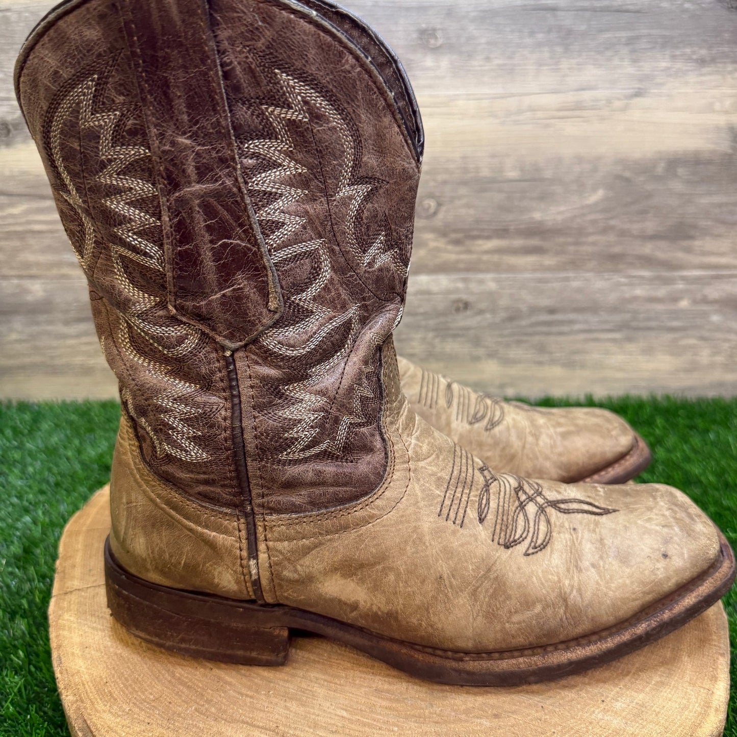 Texas Legacy Youth - Size 7 - Two Tone Brown Square Toe Cowboy Boots