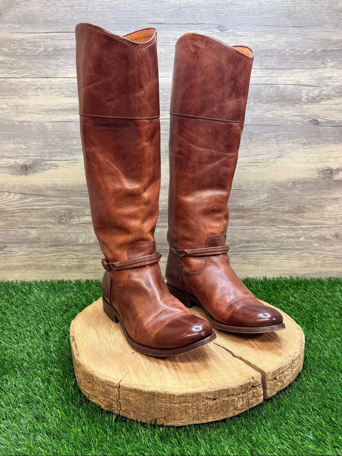 Frye Women - Size 6.5B - Brown Riding Buckle Tall Shaft Boots 3475446