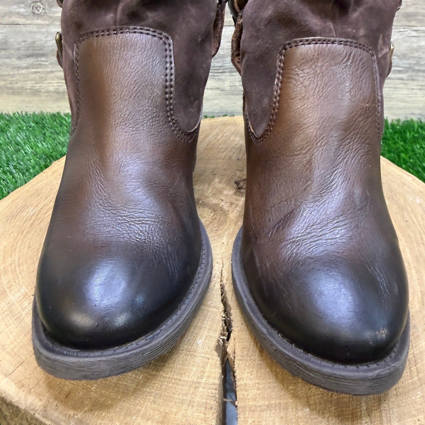 Lucky Brand Women - Size 9M - Dark Brown Suede Harness Ankle Boots