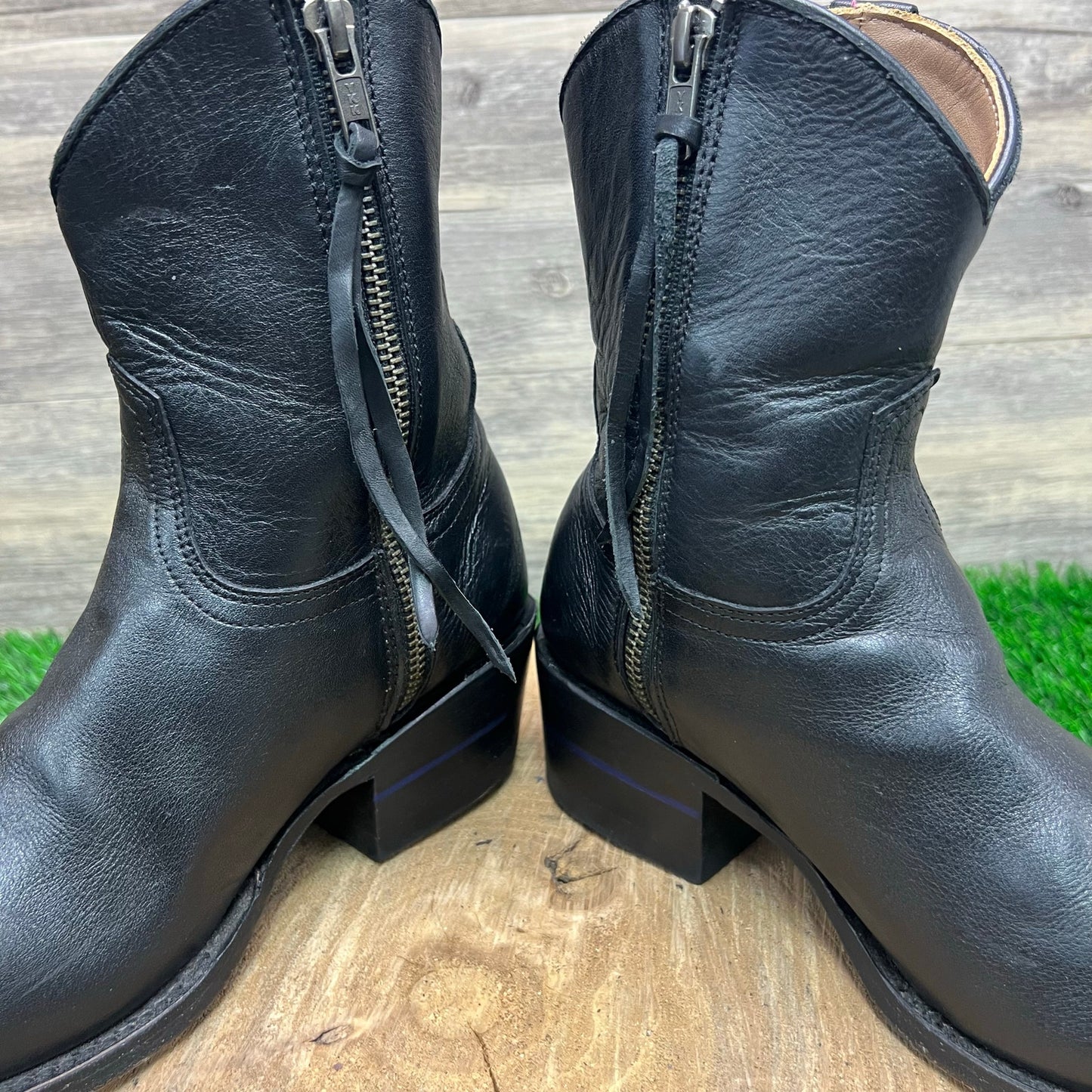 Alvies Women - Size 6.5B - Black Zipper Ankle Boots The Trinity