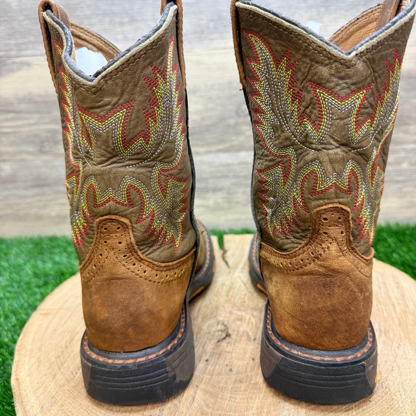 Ariat Youth - Size 1.5 - Brown / Green Cowboy Boots 10007836