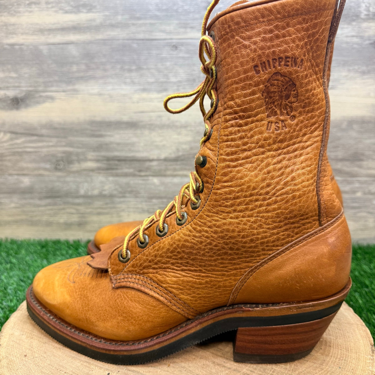 Chippewa Men - Size 9D - Vintage Cognac 1997 Packer Lace Up Boots 75364