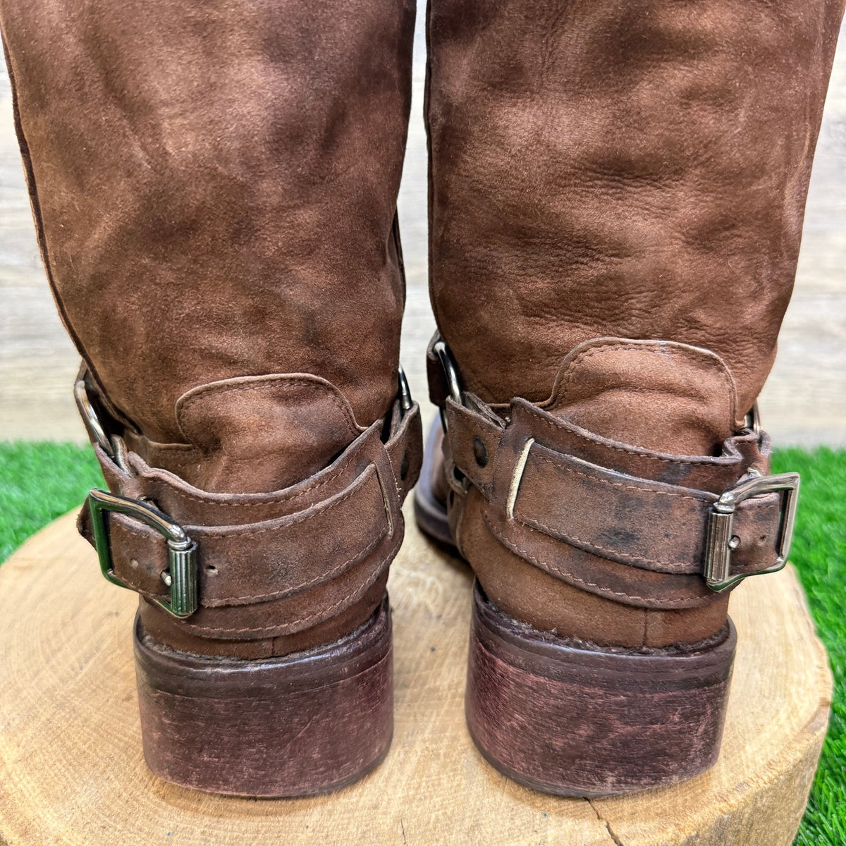 Kenneth Cole Men - Size 8 - Chocolate Suede Harness Square Toe Moto Boots M60903