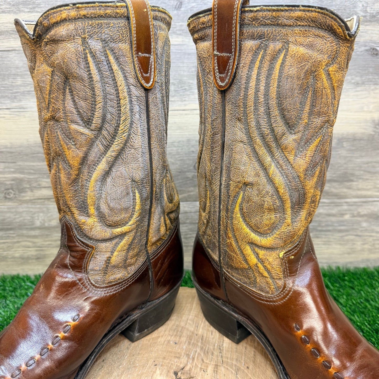 Unknown Men - Size 10D - Vintage Brown Whipstitch Cowboy Boots