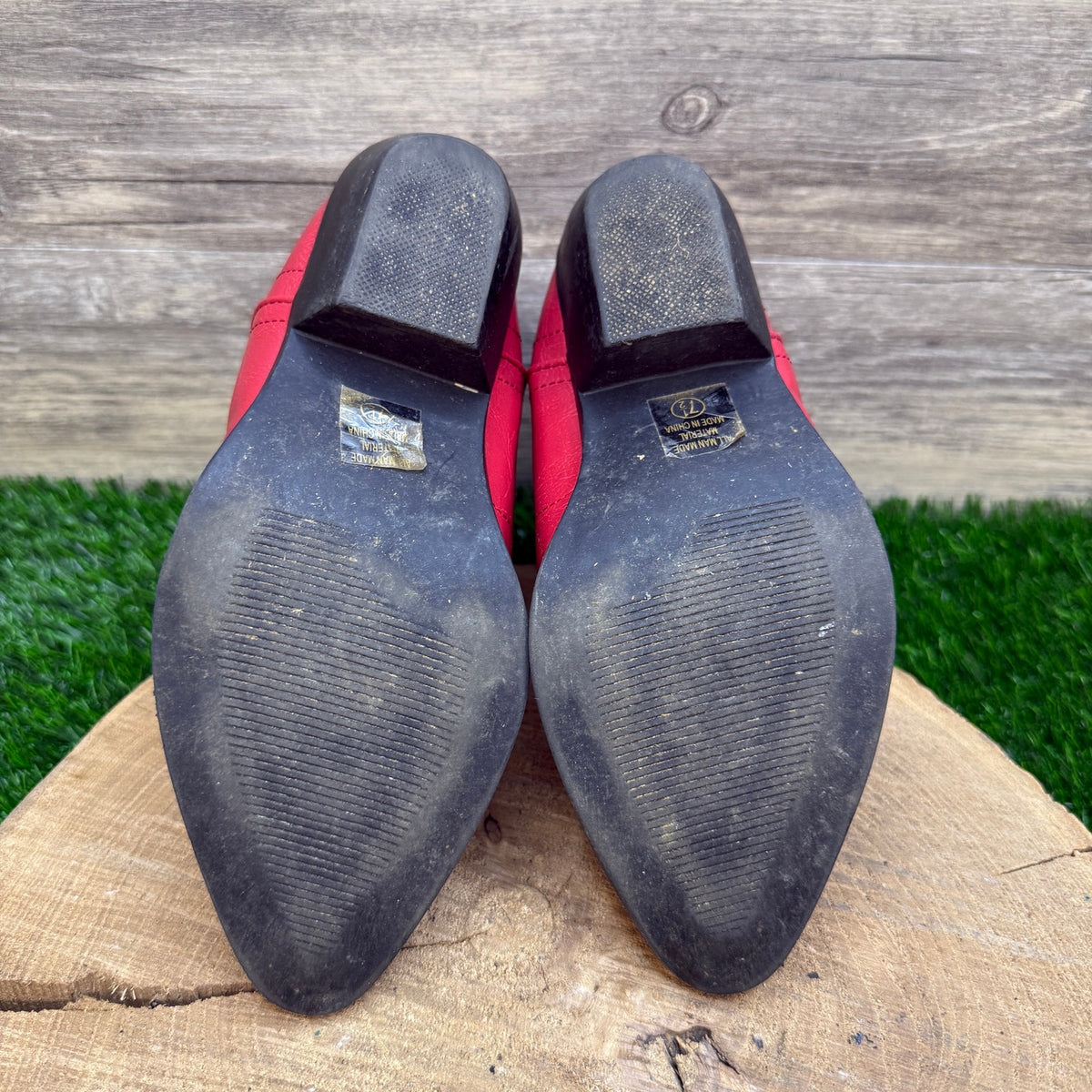 Soda Women - Size 7.5 - Red Faux Leather Ankle Boots