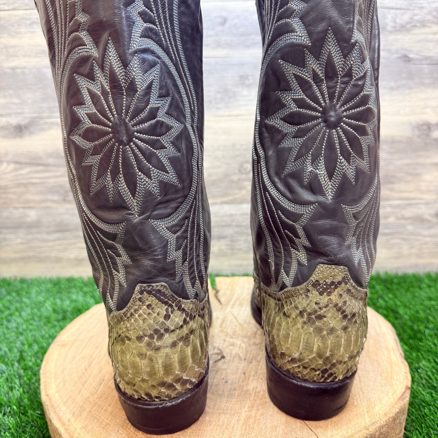 Tony Lama Men - Size 8D - Vintage Gray Snake Western Cowboy Boots 8702